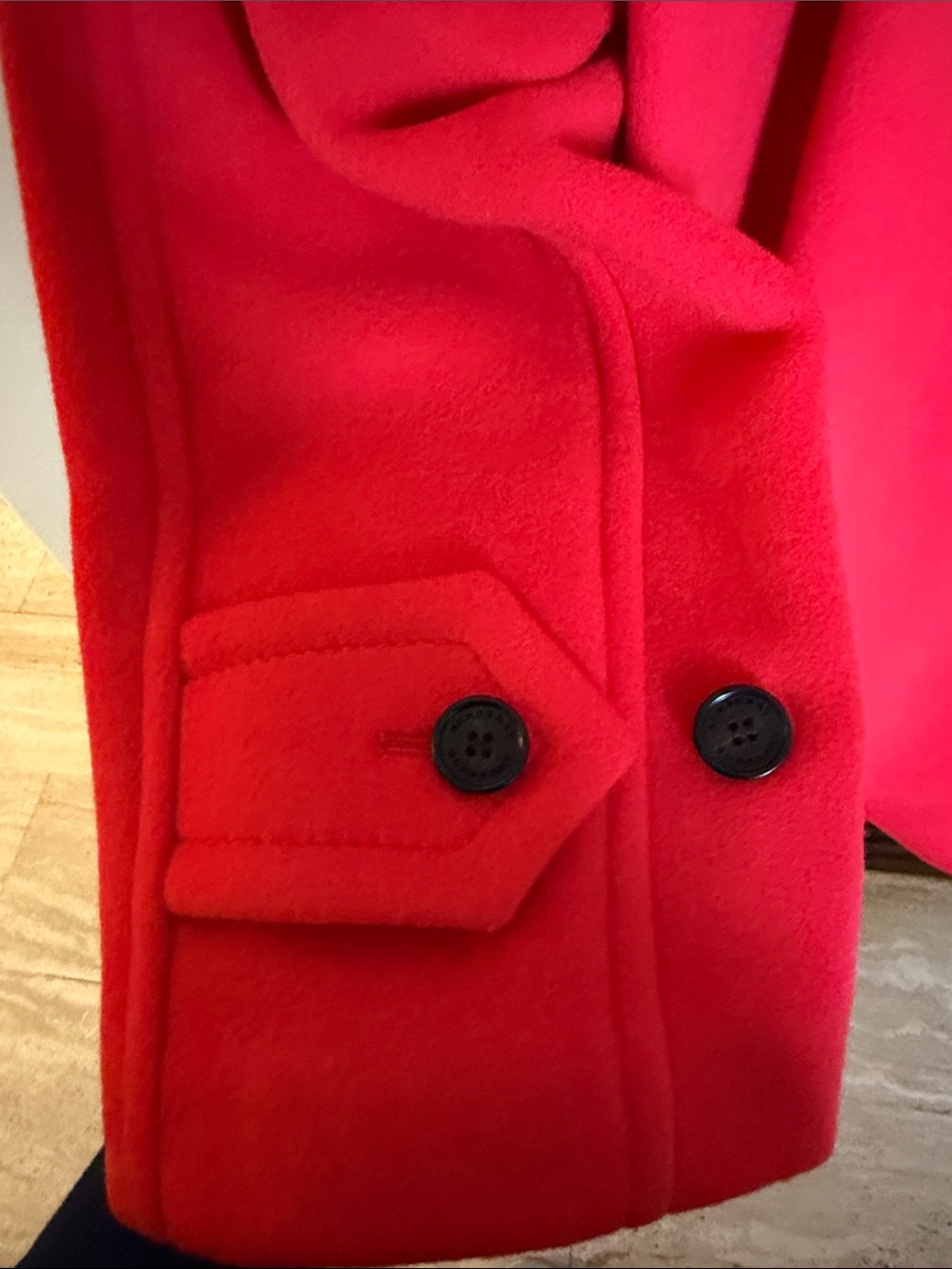 Burberry Red Wool Pea Coat - Picture 9 of 11
